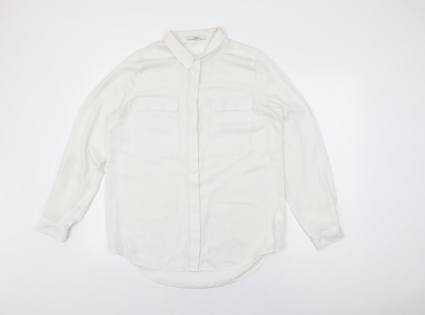 Womens UK Size 14 NEXT White Basic Button-Up