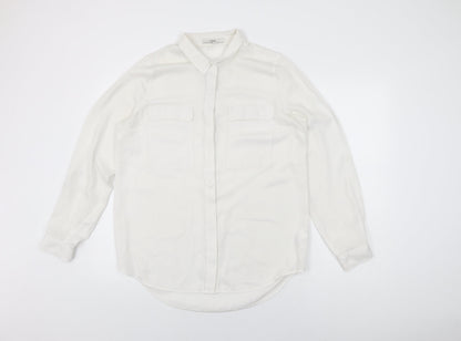 Womens UK Size 14 NEXT White Basic Button-Up
