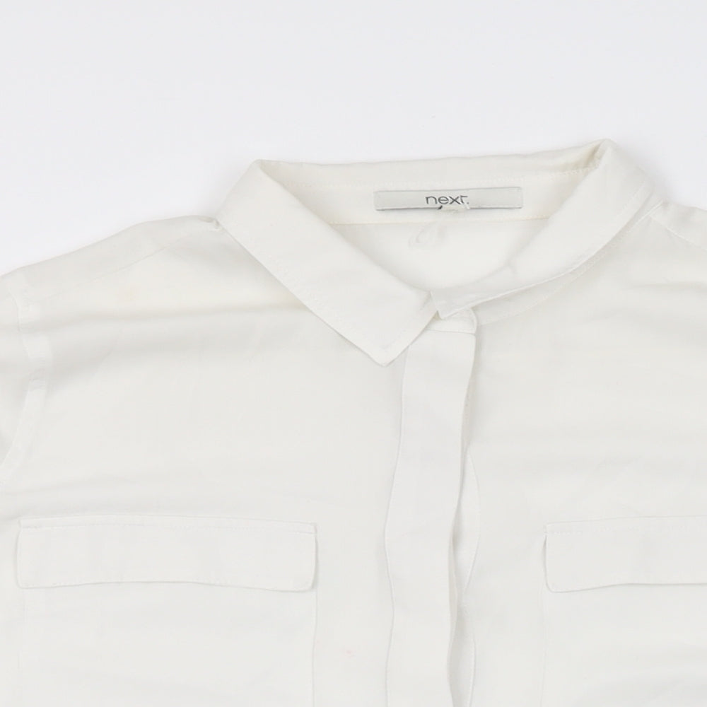Womens UK Size 14 NEXT White Basic Button-Up