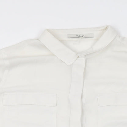 Womens UK Size 14 NEXT White Basic Button-Up