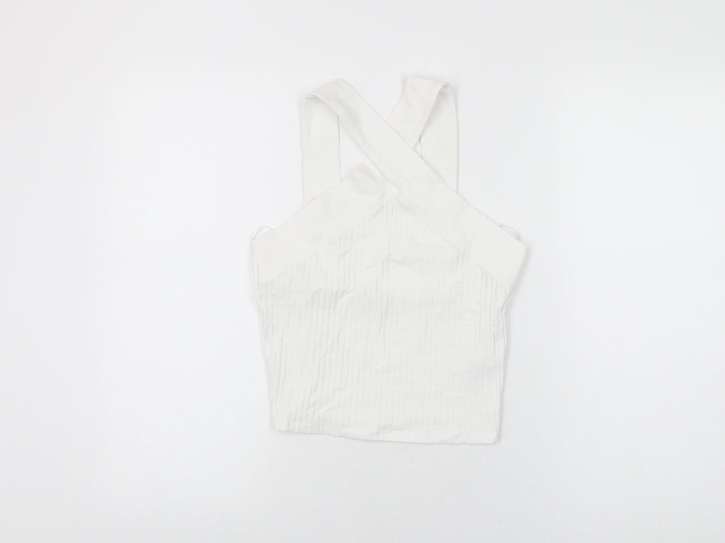 Womens UK Size M Zara White Cropped T-Shirt