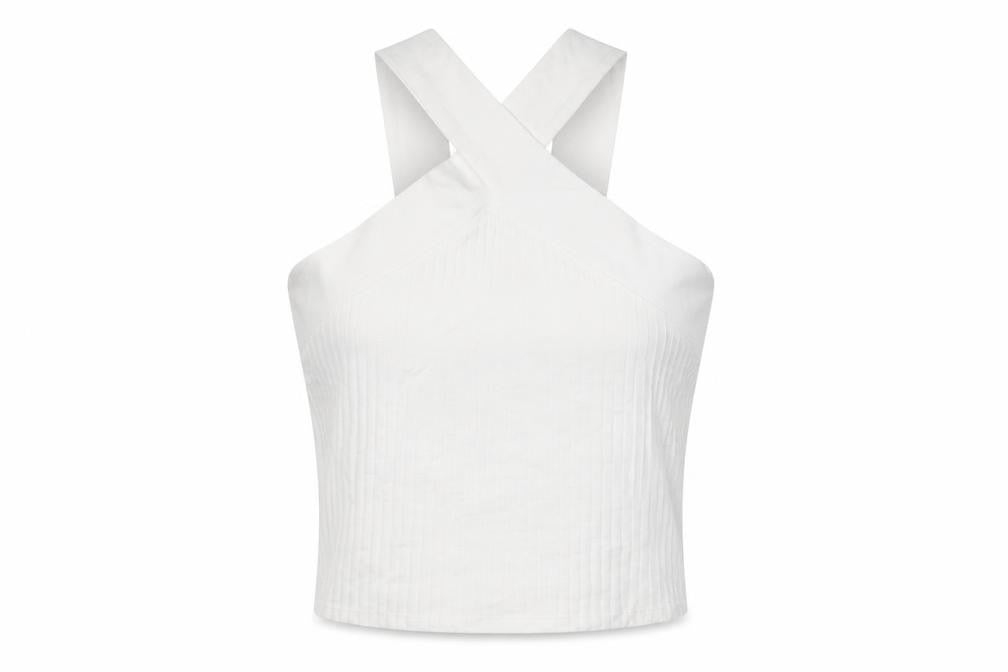 Womens UK Size M Zara White Cropped T-Shirt