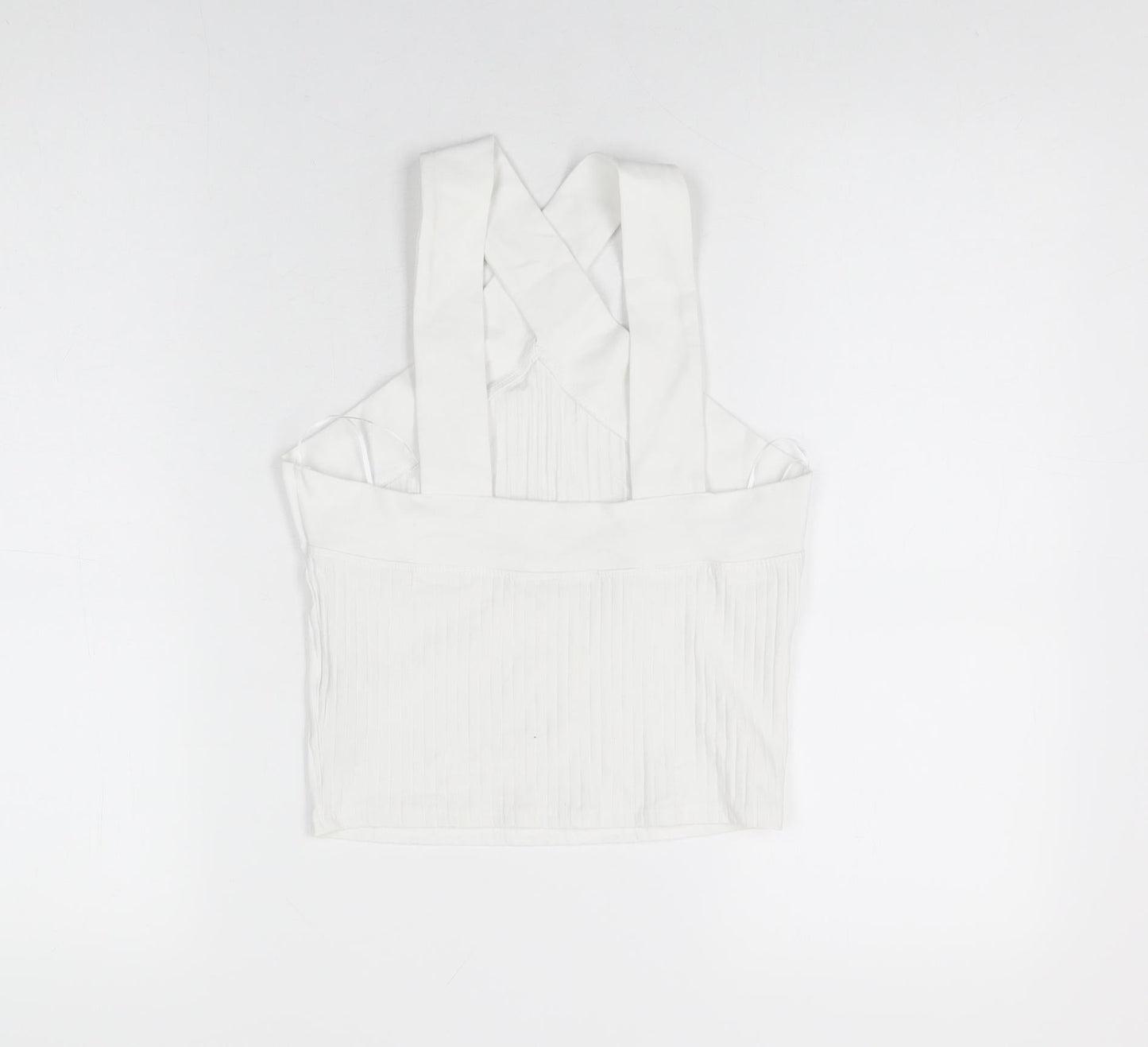 Womens UK Size M Zara White Cropped T-Shirt