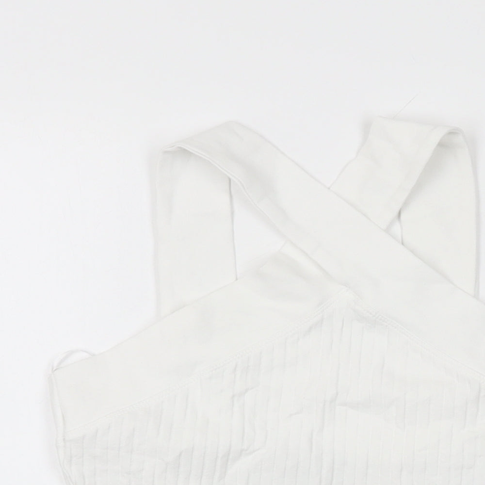Womens UK Size M Zara White Cropped T-Shirt