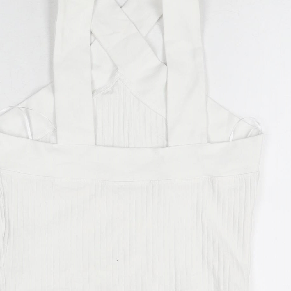 Womens UK Size M Zara White Cropped T-Shirt