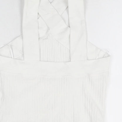 Womens UK Size M Zara White Cropped T-Shirt