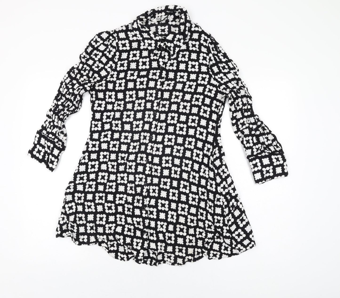 Womens UK Size L Zara Black Basic Button-Up