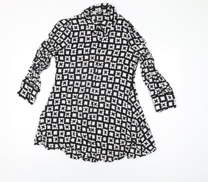 Womens UK Size L Zara Black Basic Button-Up