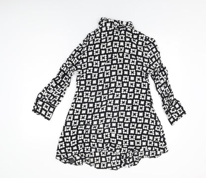 Womens UK Size L Zara Black Basic Button-Up