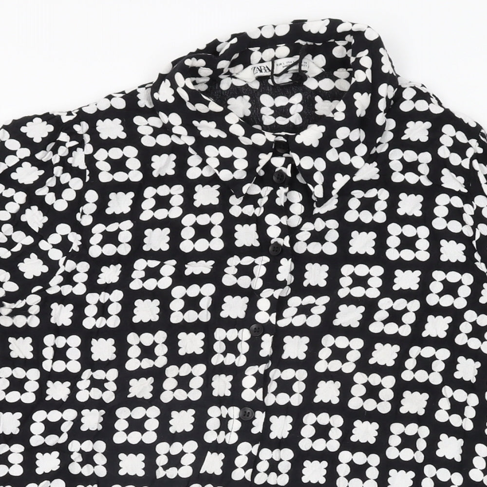 Womens UK Size L Zara Black Basic Button-Up