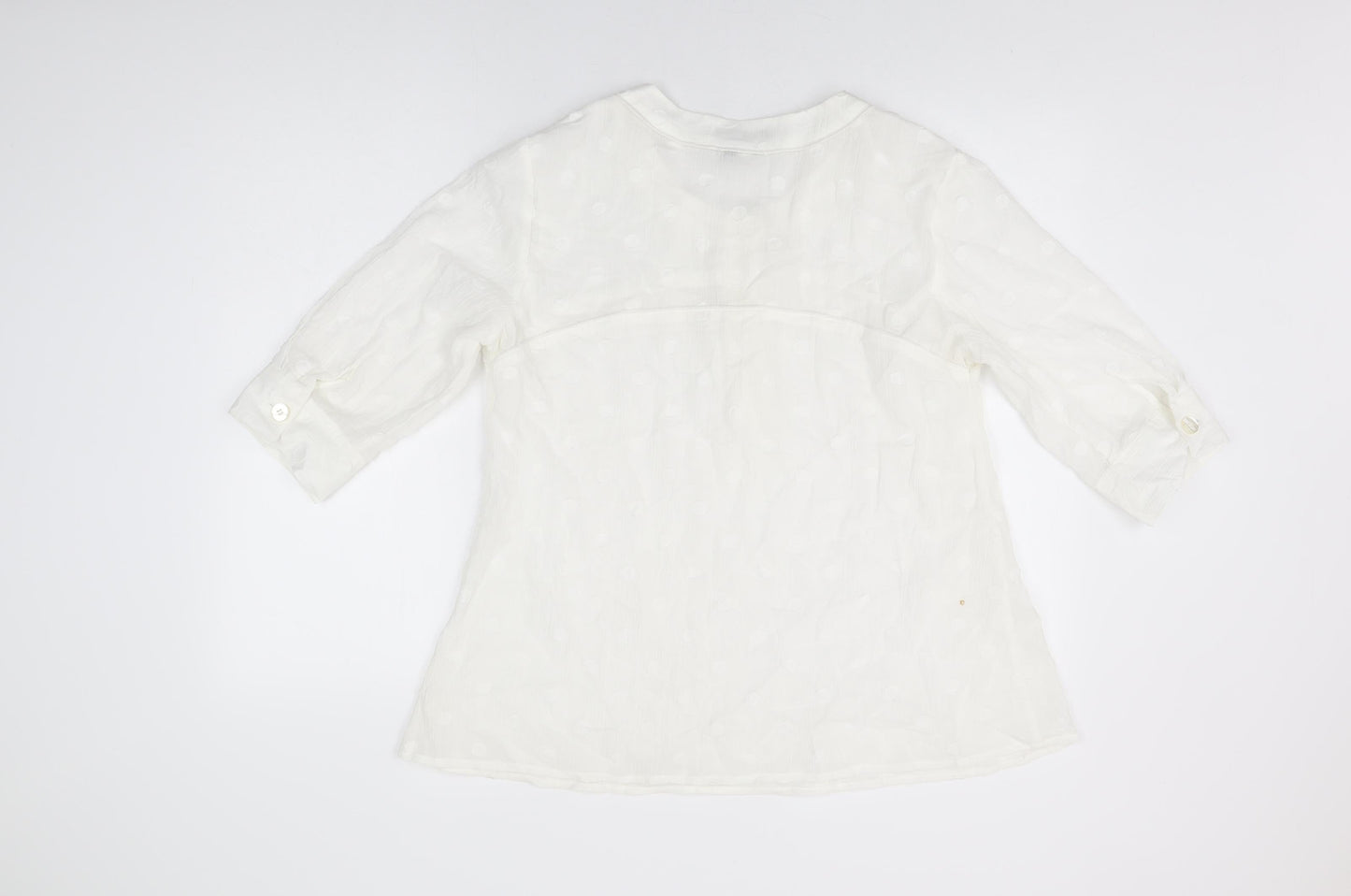 Allison Morgan Womens White Polka Dot Cotton Basic T-Shirt Size L Round Neck