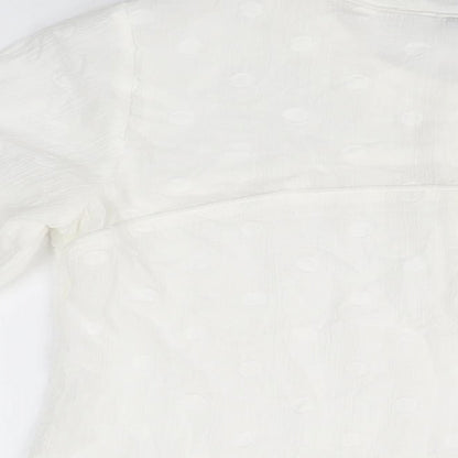 Allison Morgan Womens White Polka Dot Cotton Basic T-Shirt Size L Round Neck