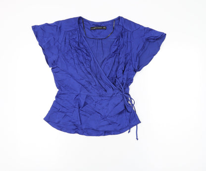 Womens UK Size M Zara Blue Wrap Blouse