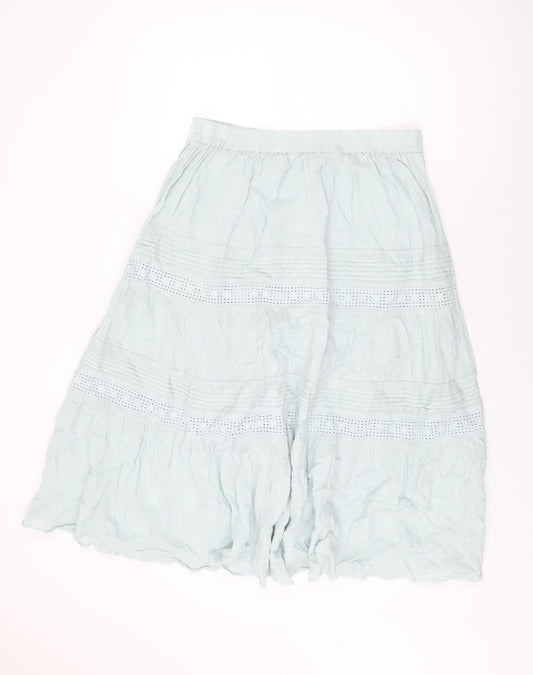 Per Una Womens Blue Cotton Swing Skirt Size 14