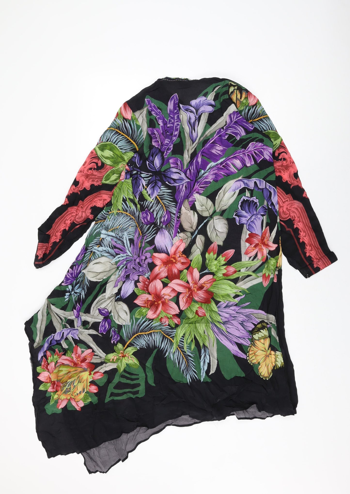 Sapphire Womens Black Floral Viscose Shift Size XS V-Neck Pullover