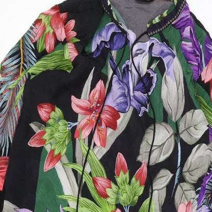 Sapphire Womens Black Floral Viscose Shift Size XS V-Neck Pullover