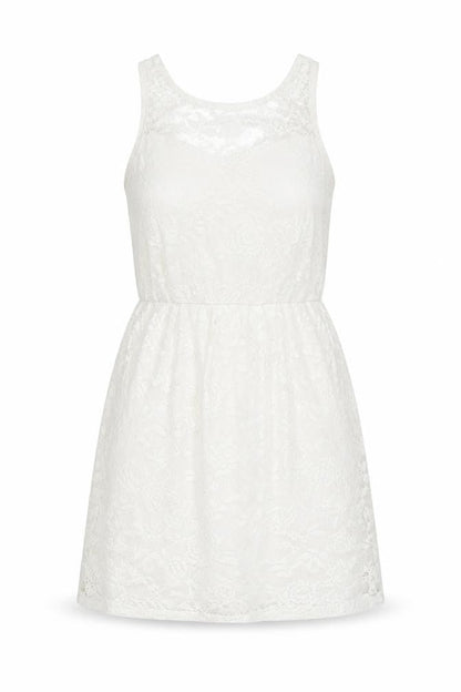Dorothy Perkins Womens White Floral Polyester Skater Dress Size 8 Round Neck Pullover