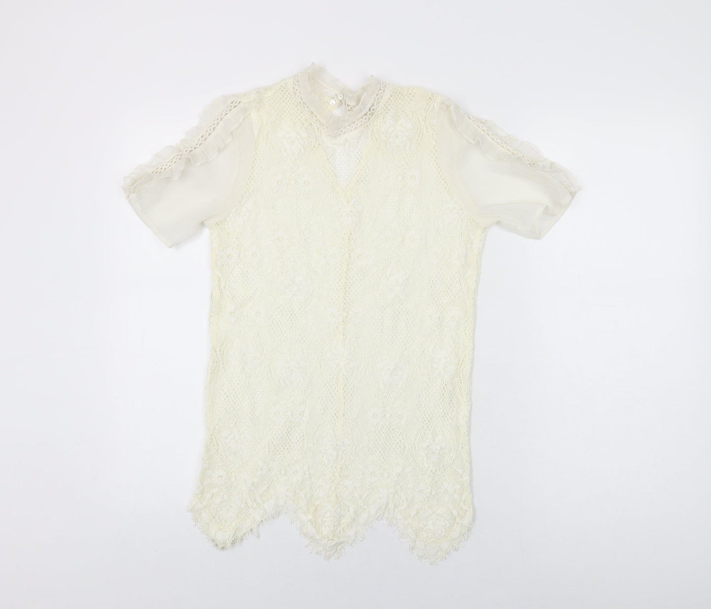 Womens UK Size 6 River Island Ivory Basic T-Shirt
