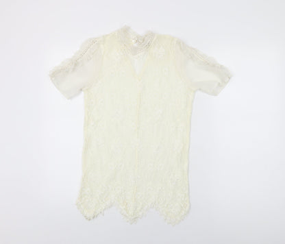 Womens UK Size 6 River Island Ivory Basic T-Shirt
