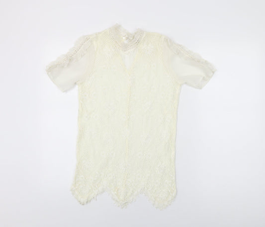 Womens UK Size 6 River Island Ivory Basic T-Shirt