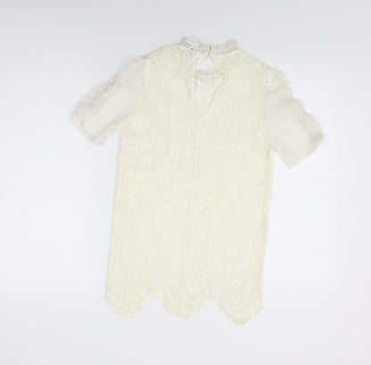 Womens UK Size 6 River Island Ivory Basic T-Shirt