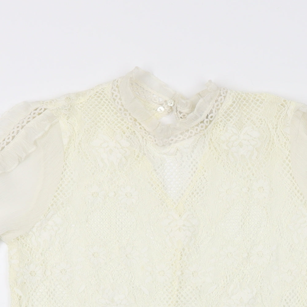 Womens UK Size 6 River Island Ivory Basic T-Shirt