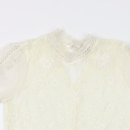 Womens UK Size 6 River Island Ivory Basic T-Shirt