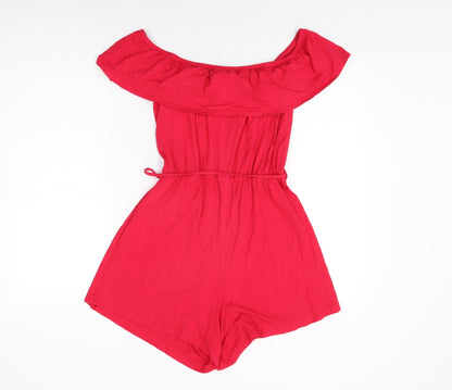 Lipsy Womens Pink Cotton Playsuit One-Piece Size 12 L3 in Pullover