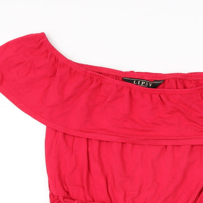 Lipsy Womens Pink Cotton Playsuit One-Piece Size 12 L3 in Pullover