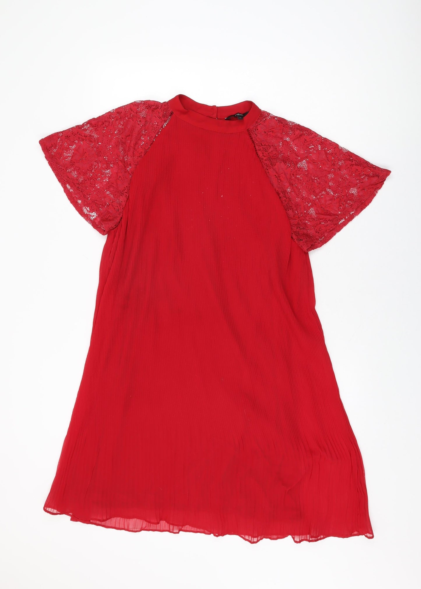 NEXT Womens Red Polyester Shift Size 14 Round Neck Button