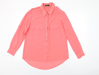 Womens UK Size 8 Internacionale Pink Basic Button-Up