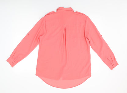 Womens UK Size 8 Internacionale Pink Basic Button-Up