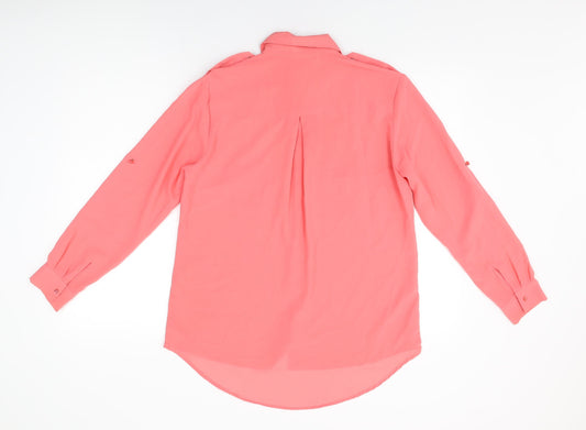 Womens UK Size 8 Internacionale Pink Basic Button-Up