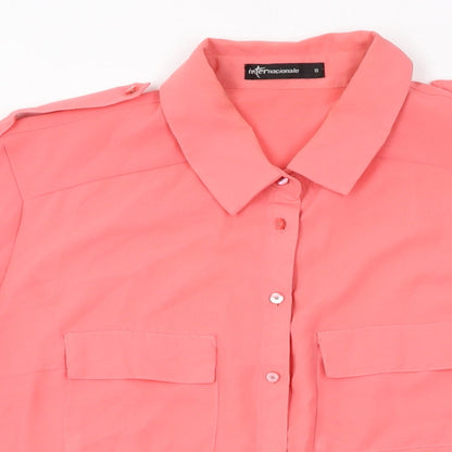Womens UK Size 8 Internacionale Pink Basic Button-Up