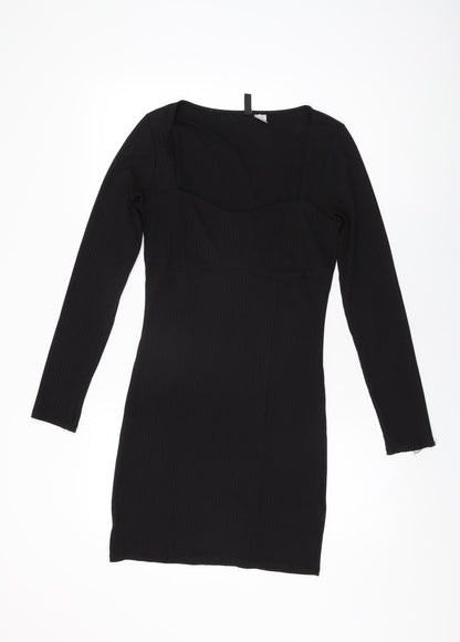 H&M Womens Black Polyester Bodycon Size M Sweetheart Pullover