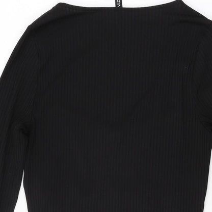 H&M Womens Black Polyester Bodycon Size M Sweetheart Pullover