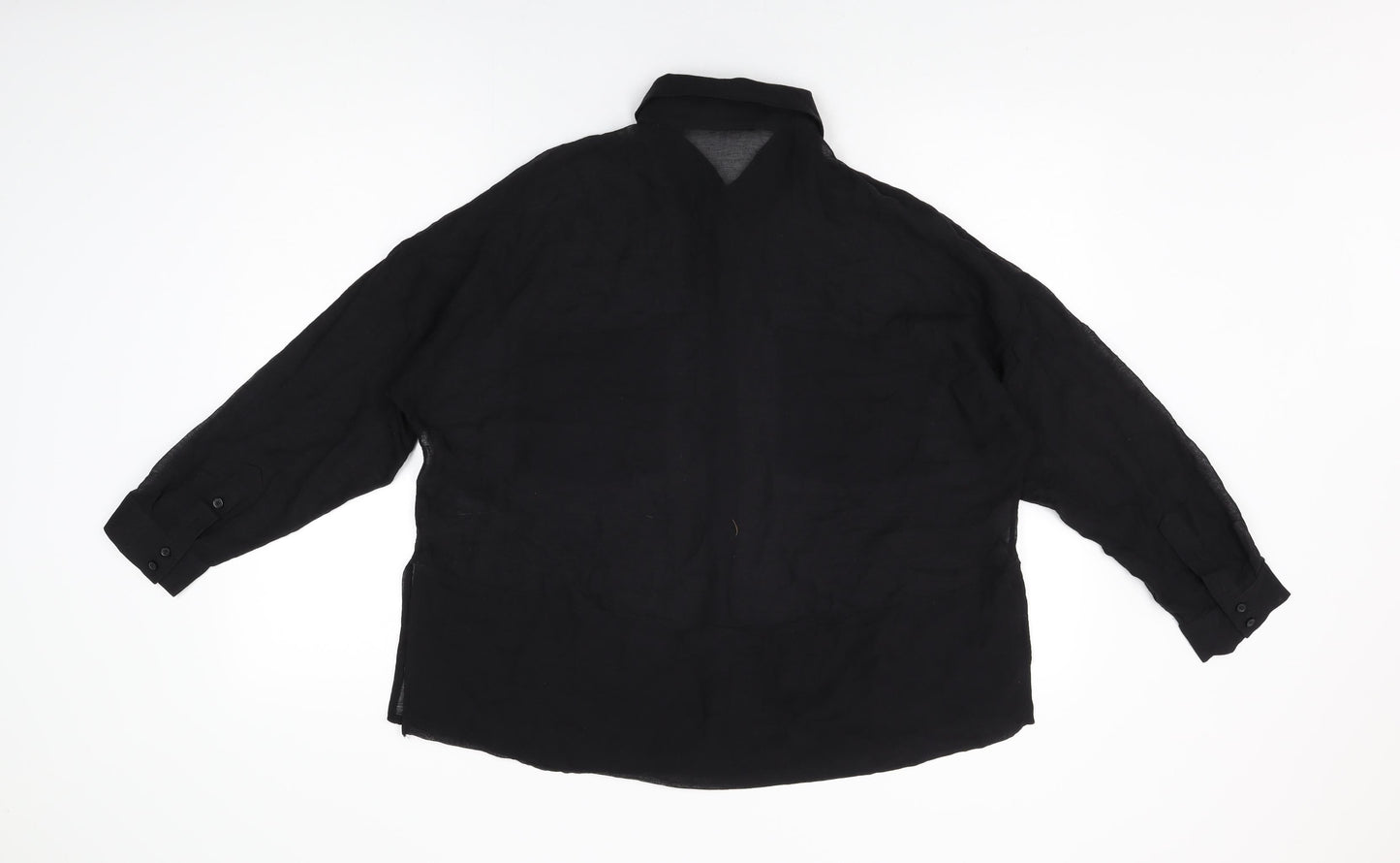 Autograph Womens Black Cotton Basic Button-Up Size 14 Collared
