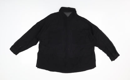 Autograph Womens Black Cotton Basic Button-Up Size 14 Collared