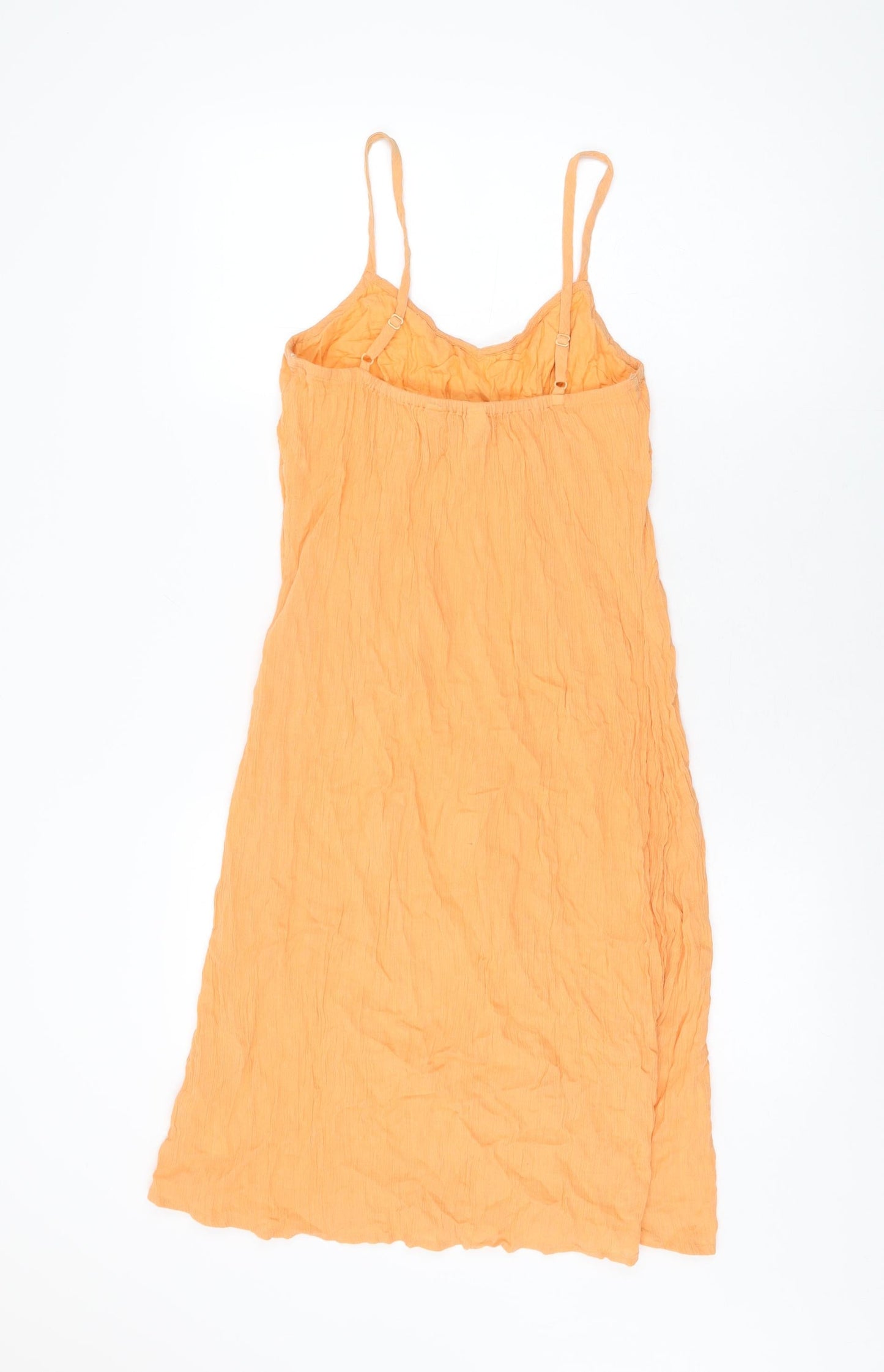 BHS Womens Orange Cotton Shift Size 10 V-Neck Pullover