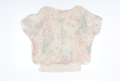 Modissima Womens Beige Floral Polyester Basic Blouse Size L Round Neck