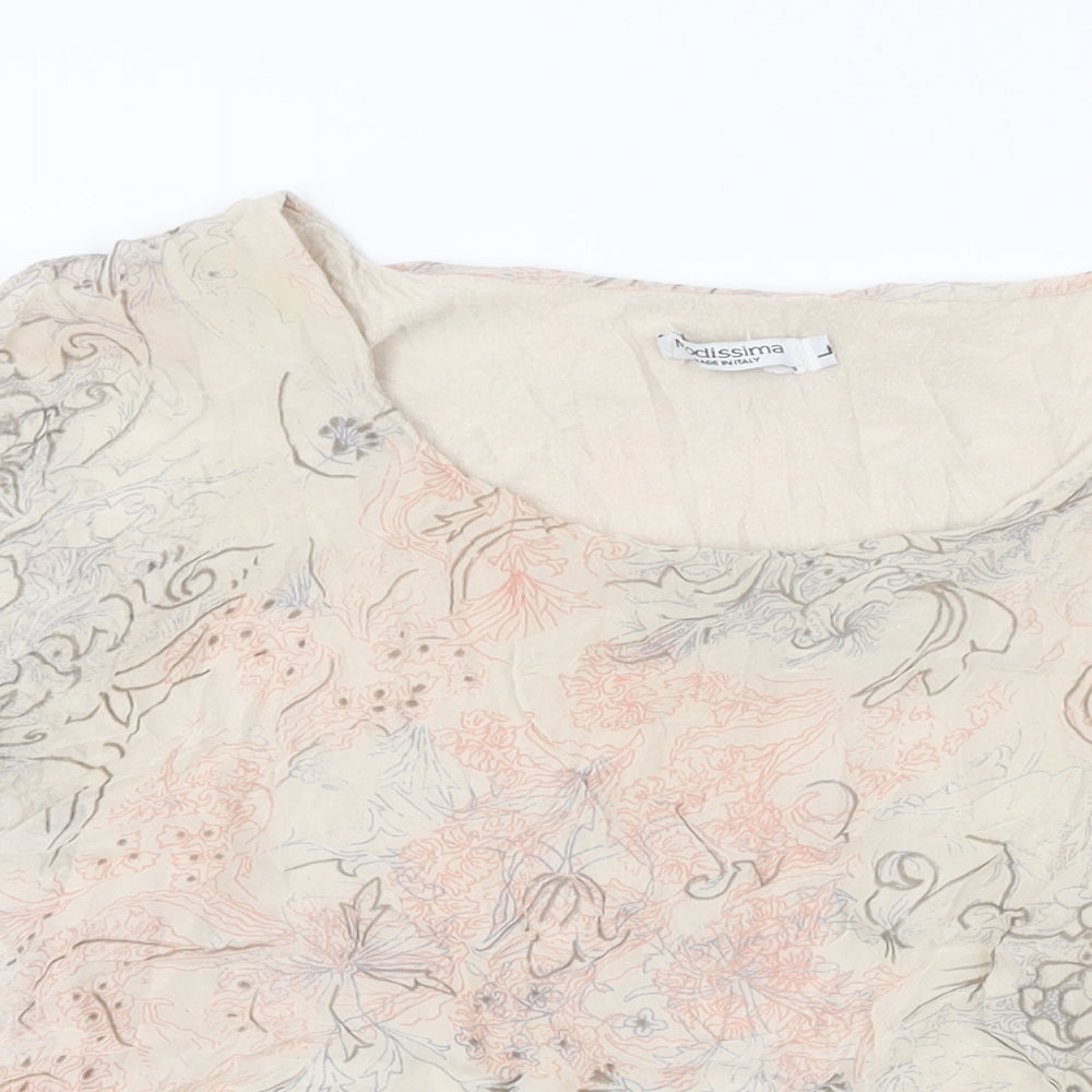 Modissima Womens Beige Floral Polyester Basic Blouse Size L Round Neck