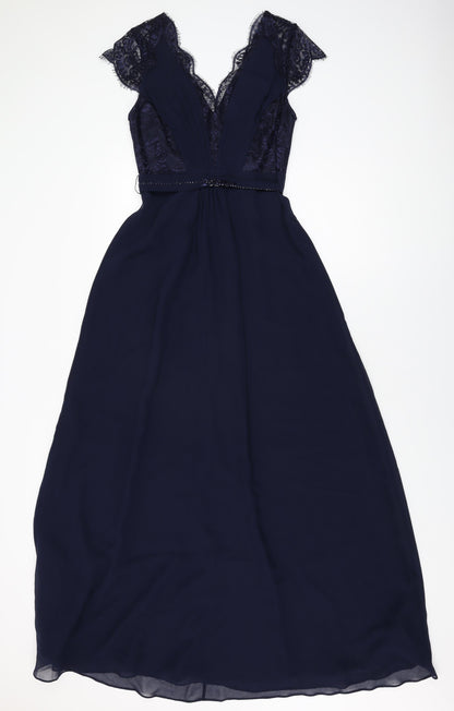 Monsoon Womens Blue Polyester Maxi Size 8 V-Neck Zip