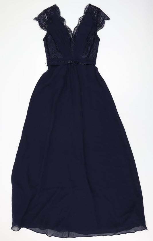 Monsoon Womens Blue Polyester Maxi Size 8 V-Neck Zip