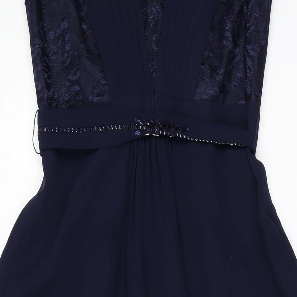 Monsoon Womens Blue Polyester Maxi Size 8 V-Neck Zip