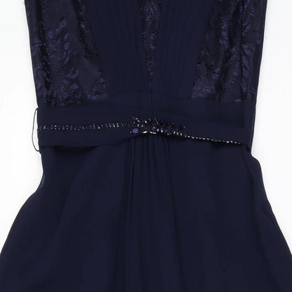 Monsoon Womens Blue Polyester Maxi Size 8 V-Neck Zip