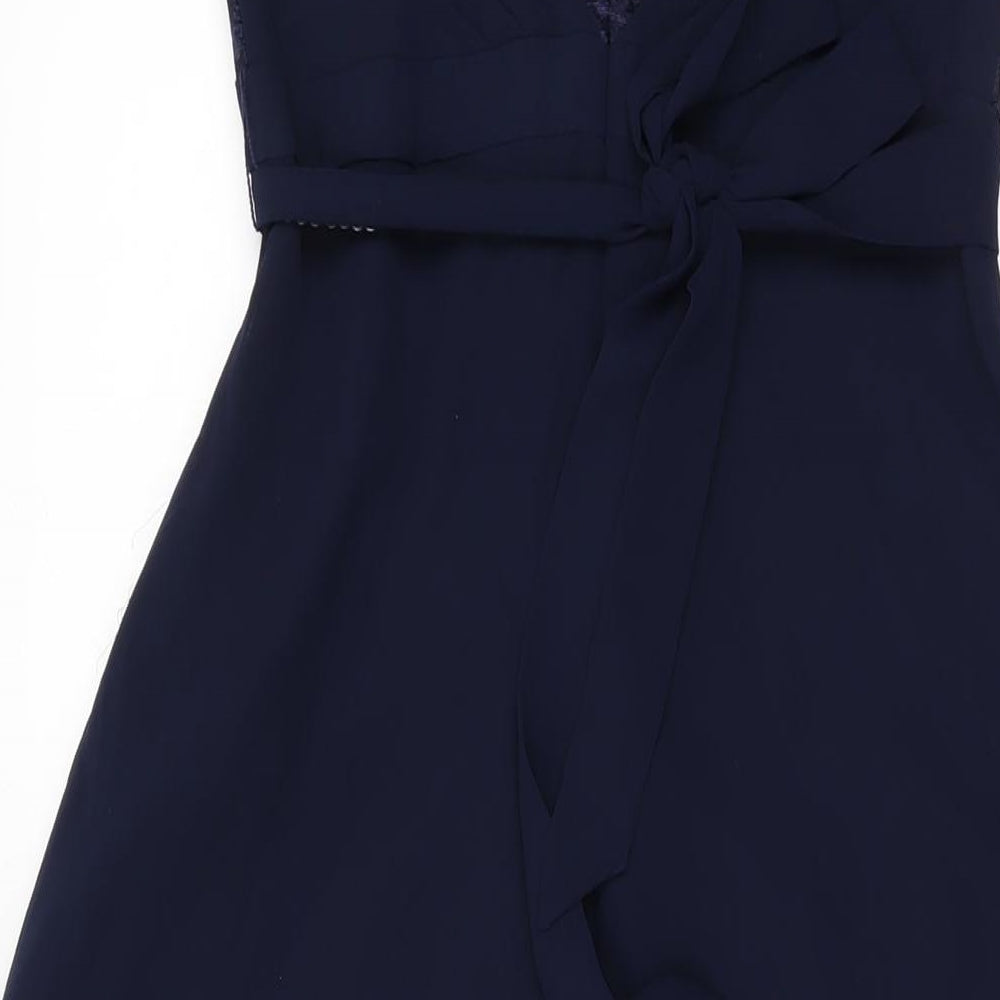 Monsoon Womens Blue Polyester Maxi Size 8 V-Neck Zip