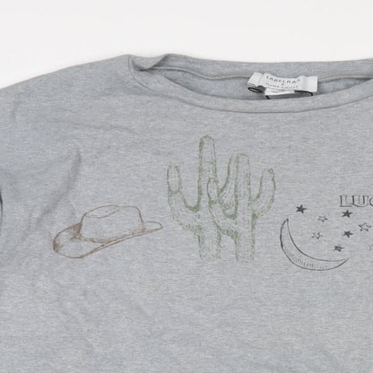 LABEL RAIL Womens Grey Cotton Basic T-Shirt Size 10 Crew Neck