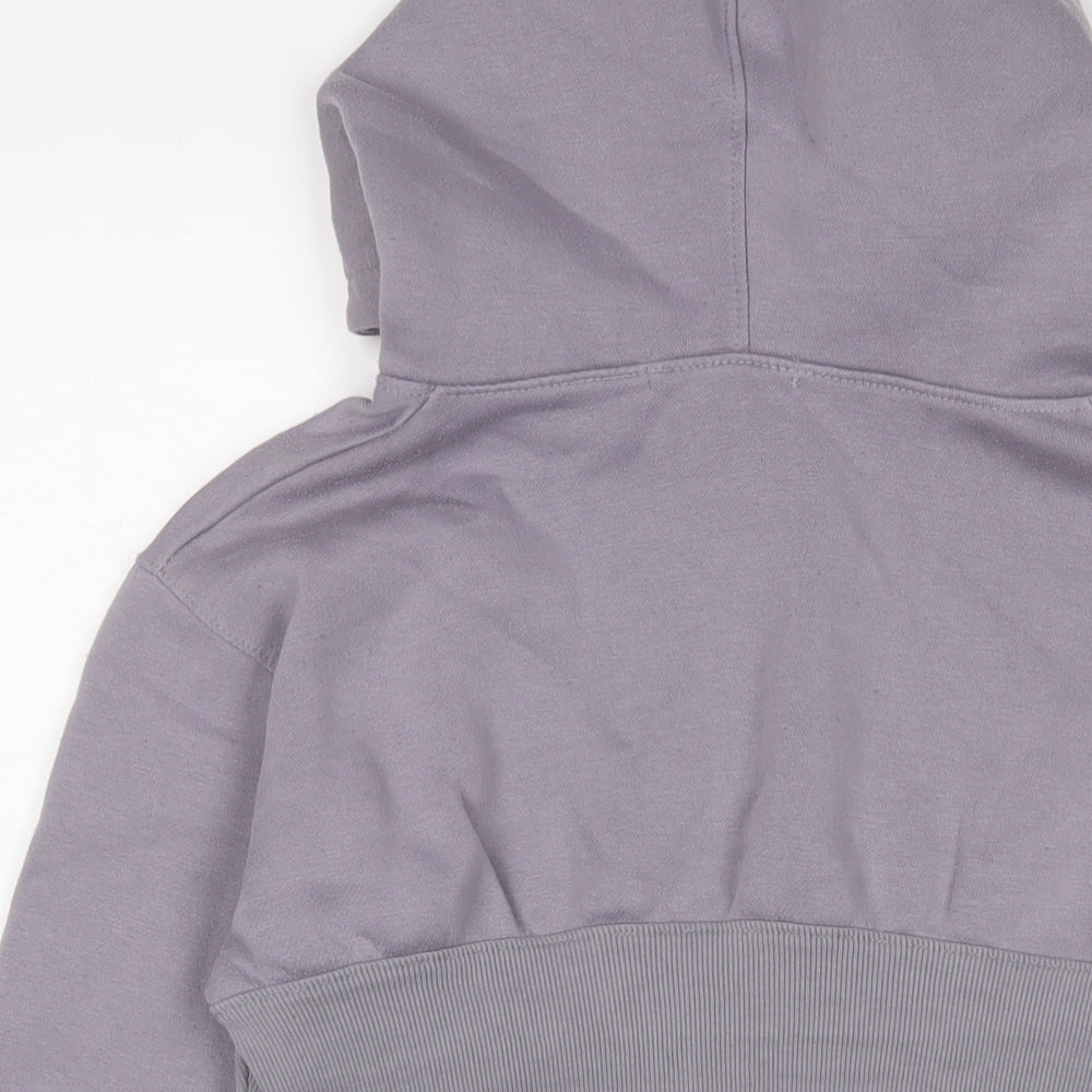Brand and care label for Missguided women’s purple cotton pullover hoodie, size UK 10, pullover