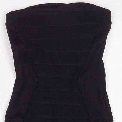 Topshop Womens Black Polyester Bodycon Size 8 Square Neck Zip
