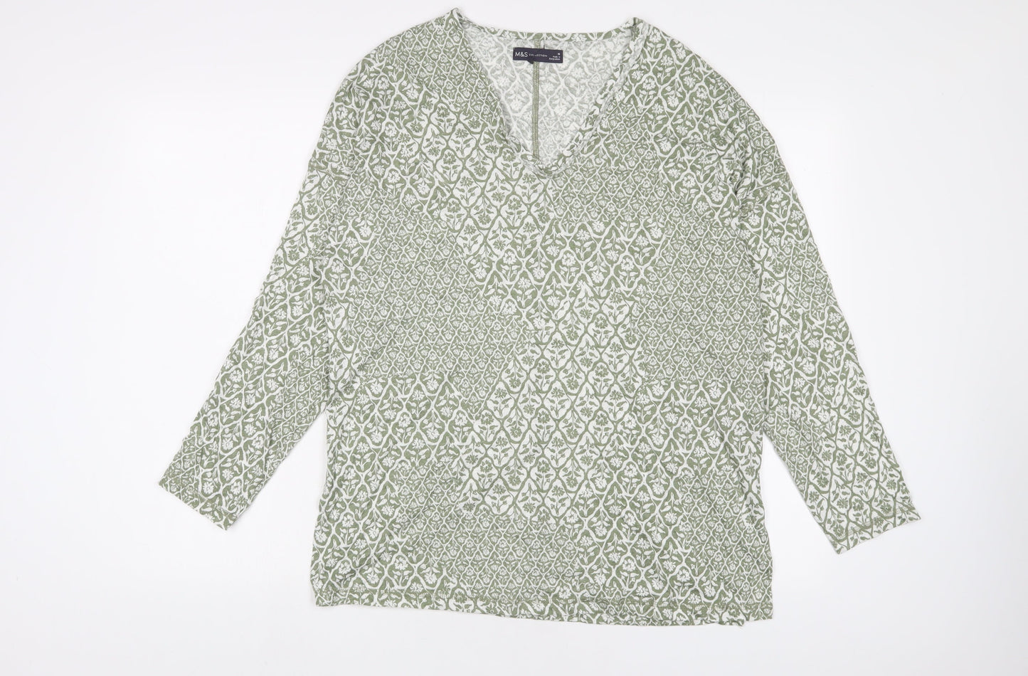 Womens UK Size 10 Marks and Spencer Green Basic T-Shirt
